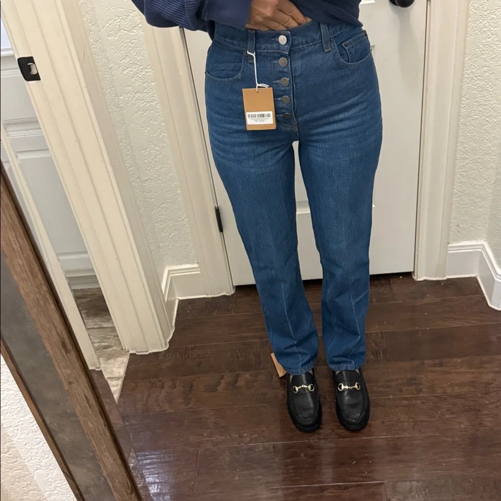 NEW NWT REFORMATION Cynthia Button Fly High Rise Straight Jeans in Zenia size 23